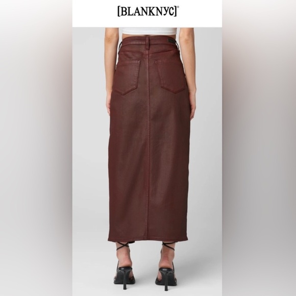BLANK NYC High Rise Midi Coated Denim Skirt Size 26 in color Coffee Talk NWT - Picture 9 of 11